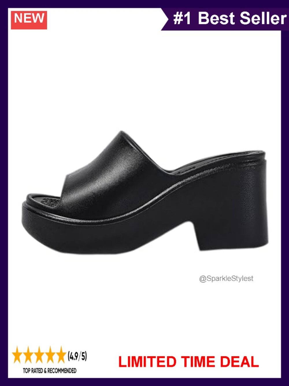 Platform Wedge Sandals Backless Slip-On Slides Non-Slip Beach Casual